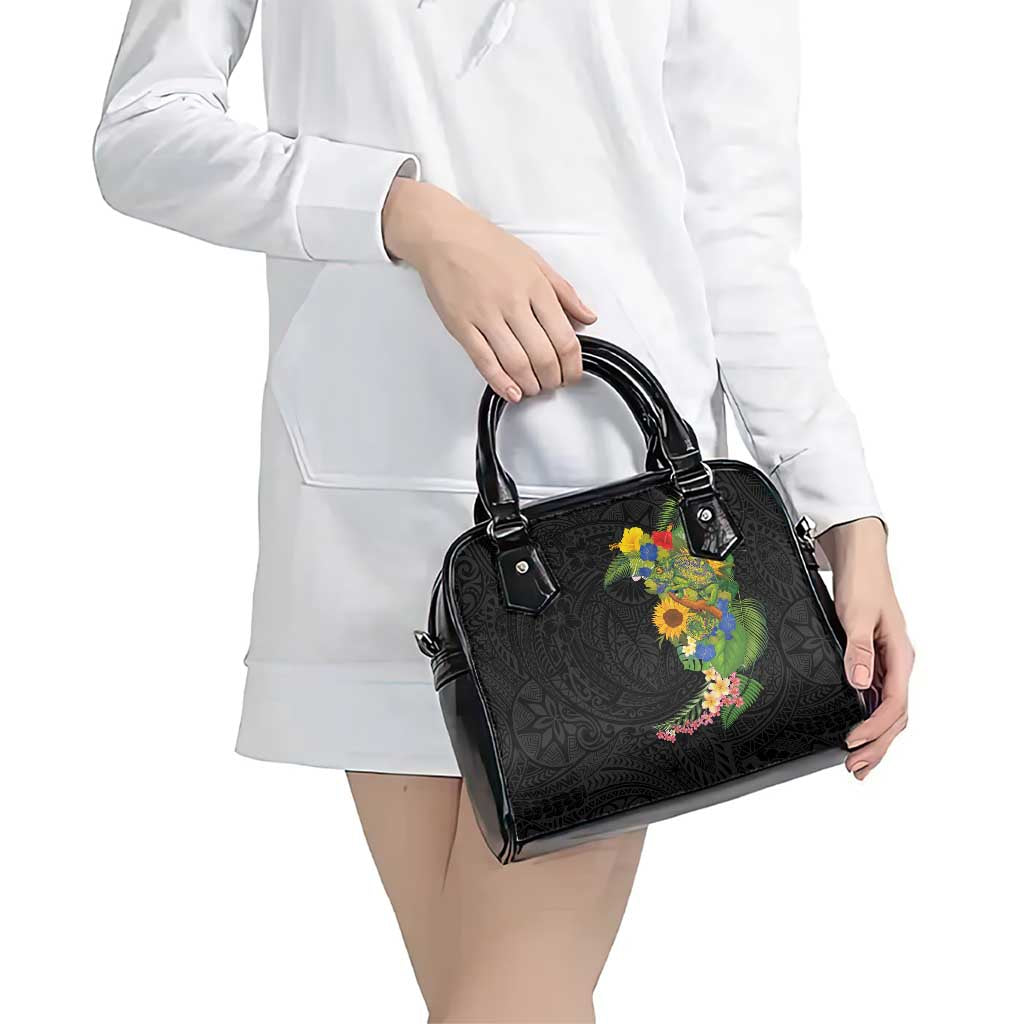 Hawaiian Tropical Plants and Chameleon Shoulder Handbag Polynesian Art Colorful - Polynesian Pride