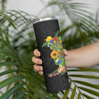 Hawaiian Tropical Plants and Chameleon Skinny Tumbler Polynesian Art Colorful LT03 - Polynesian Pride
