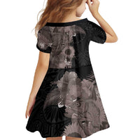Hawaiian Tropical Plants and Chameleon Family Matching Mermaid Dress and Hawaiian Shirt Polynesian Art Grayscale LT03 - Polynesian Pride