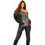 Hawaiian Tropical Plants and Chameleon Off Shoulder Sweater Polynesian Art Grayscale - Polynesian Pride