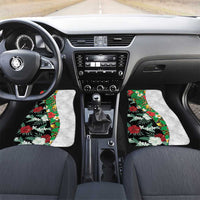 Hawaiian Tropical Flowers and Leaves Car Mats on Leopard Pattern Half Style White-Black Version - Polynesian Pride