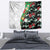 Hawaiian Tropical Flowers and Leaves Tapestry on Leopard Pattern Half Style White-Black Version - Polynesian Pride