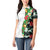 Hawaiian Tropical Flowers and Leaves Women Polo Shirt on Leopard Pattern Half Style White-Black Version - Polynesian Pride
