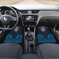 Fiji Coat of Arms Traditional Dashiki Car Mats Tapa Art and Palm Leaves Pattern Dark Navy Color LT03 Set 2pcs - Front Navy - Polynesian Pride