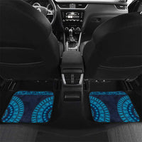 Fiji Coat of Arms Traditional Dashiki Car Mats Tapa Art and Palm Leaves Pattern Dark Navy Color LT03 Set 2pcs - Back Navy - Polynesian Pride