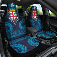 Fiji Coat of Arms Traditional Dashiki Car Seat Cover Tapa Art and Palm Leaves Pattern Dark Navy Color LT03 One Size Navy - Polynesian Pride
