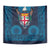 Fiji Coat of Arms Traditional Dashiki Tapestry Tapa Art and Palm Leaves Pattern Dark Navy Color - Polynesian Pride
