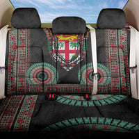 Fiji Coat of Arms Traditional Dashiki Back Car Seat Cover Tapa Art and Palm Leaves Pattern Black Color LT03 One Size Black - Polynesian Pride