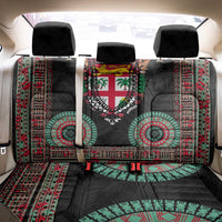 Fiji Coat of Arms Traditional Dashiki Back Car Seat Cover Tapa Art and Palm Leaves Pattern Black Color LT03 - Polynesian Pride