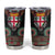 Fiji Coat of Arms Traditional Dashiki Tumbler Cup Tapa Art and Palm Leaves Pattern Black Color - Polynesian Pride