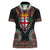 Fiji Coat of Arms Traditional Dashiki Women Polo Shirt Tapa Art and Palm Leaves Pattern Black Color - Polynesian Pride