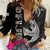 Custom Polynesian Fiji Women Casual Shirt Shark and Hibiscus Tapa Pattern Version LT03 Female White - Polynesian Pride