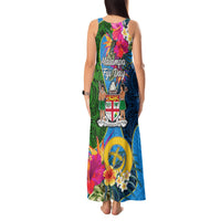 Malampa Fiji Day Tank Maxi Dress Tropical Plants Mix Polynesian and Tapa Pattern LT03 - Polynesian Pride