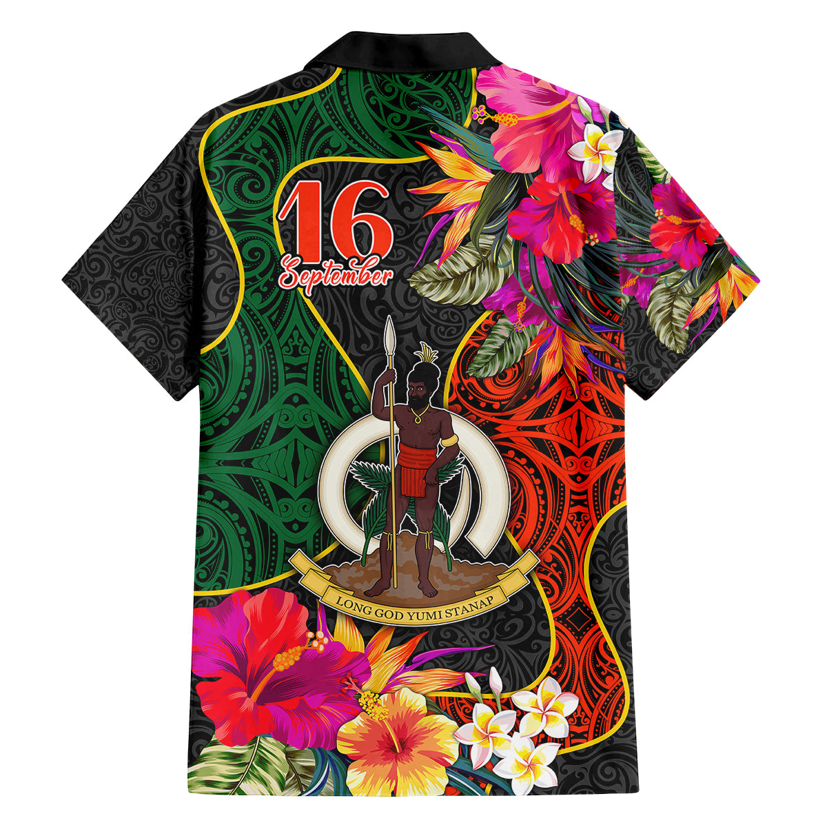 Penama Day Family Matching Off Shoulder Short Dress and Hawaiian Shirt 16th September Polynesian Pattern with Pacific Flower LT03 - Polynesian Pride