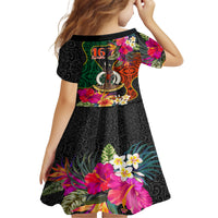 Penama Day Kid Short Sleeve Dress 16th September Polynesian Pattern with Pacific Flower LT03 - Polynesian Pride