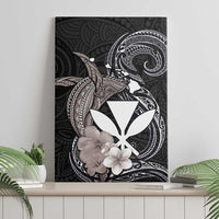 Hawaiian Whale and Kanaka Maoli Symbol Canvas Wall Art Hibiscus with Hawaii Map and Polynesian Tattoo Grayscale Color LT03 - Polynesian Pride