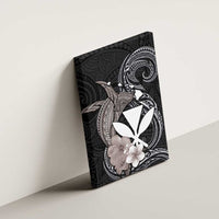 Hawaiian Whale and Kanaka Maoli Symbol Canvas Wall Art Hibiscus with Hawaii Map and Polynesian Tattoo Grayscale Color LT03 - Polynesian Pride