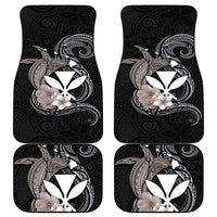 Hawaiian Whale and Kanaka Maoli Symbol Car Mats Hibiscus with Hawaii Map and Polynesian Tattoo Grayscale Color LT03 - Polynesian Pride