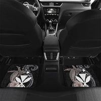 Hawaiian Whale and Kanaka Maoli Symbol Car Mats Hibiscus with Hawaii Map and Polynesian Tattoo Grayscale Color LT03 Set 2pcs - Back Black - Polynesian Pride