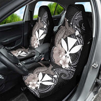 Hawaiian Whale and Kanaka Maoli Symbol Car Seat Cover Hibiscus with Hawaii Map and Polynesian Tattoo Grayscale Color LT03 - Polynesian Pride