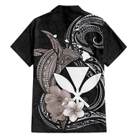Hawaiian Whale and Kanaka Maoli Symbol Family Matching Tank Maxi Dress and Hawaiian Shirt Hibiscus with Hawaii Map and Polynesian Tattoo Grayscale Color LT03 - Polynesian Pride