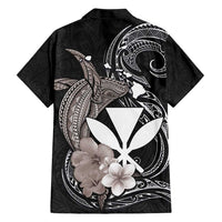 Hawaiian Whale and Kanaka Maoli Symbol Hawaiian Shirt Hibiscus with Hawaii Map and Polynesian Tattoo Grayscale Color LT03 - Polynesian Pride