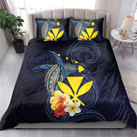 Hawaiian Whale and Kanaka Maoli Symbol Bedding Set Hibiscus with Hawaii Map and Polynesian Tattoo Deep Sea Color LT03 - Polynesian Pride