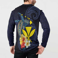 Hawaiian Whale and Kanaka Maoli Symbol Button Sweatshirt Hibiscus with Hawaii Map and Polynesian Tattoo Deep Sea Color LT03 - Polynesian Pride