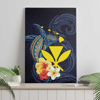 Hawaiian Whale and Kanaka Maoli Symbol Canvas Wall Art Hibiscus with Hawaii Map and Polynesian Tattoo Deep Sea Color LT03 - Polynesian Pride