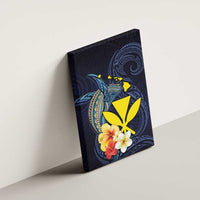 Hawaiian Whale and Kanaka Maoli Symbol Canvas Wall Art Hibiscus with Hawaii Map and Polynesian Tattoo Deep Sea Color LT03 - Polynesian Pride