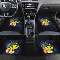 Hawaiian Whale and Kanaka Maoli Symbol Car Mats Hibiscus with Hawaii Map and Polynesian Tattoo Deep Sea Color LT03 Set 4pcs Blue - Polynesian Pride