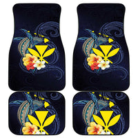 Hawaiian Whale and Kanaka Maoli Symbol Car Mats Hibiscus with Hawaii Map and Polynesian Tattoo Deep Sea Color LT03 - Polynesian Pride