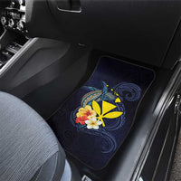 Hawaiian Whale and Kanaka Maoli Symbol Car Mats Hibiscus with Hawaii Map and Polynesian Tattoo Deep Sea Color LT03 - Polynesian Pride