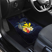 Hawaiian Whale and Kanaka Maoli Symbol Car Mats Hibiscus with Hawaii Map and Polynesian Tattoo Deep Sea Color LT03 - Polynesian Pride