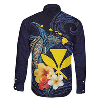 Hawaiian Whale and Kanaka Maoli Symbol Family Matching Long Sleeve Bodycon Dress and Hawaiian Shirt Hibiscus with Hawaii Map and Polynesian Tattoo Deep Sea Color LT03 - Polynesian Pride