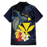 Hawaiian Whale and Kanaka Maoli Symbol Family Matching Off Shoulder Maxi Dress and Hawaiian Shirt Hibiscus with Hawaii Map and Polynesian Tattoo Deep Sea Color LT03 - Polynesian Pride