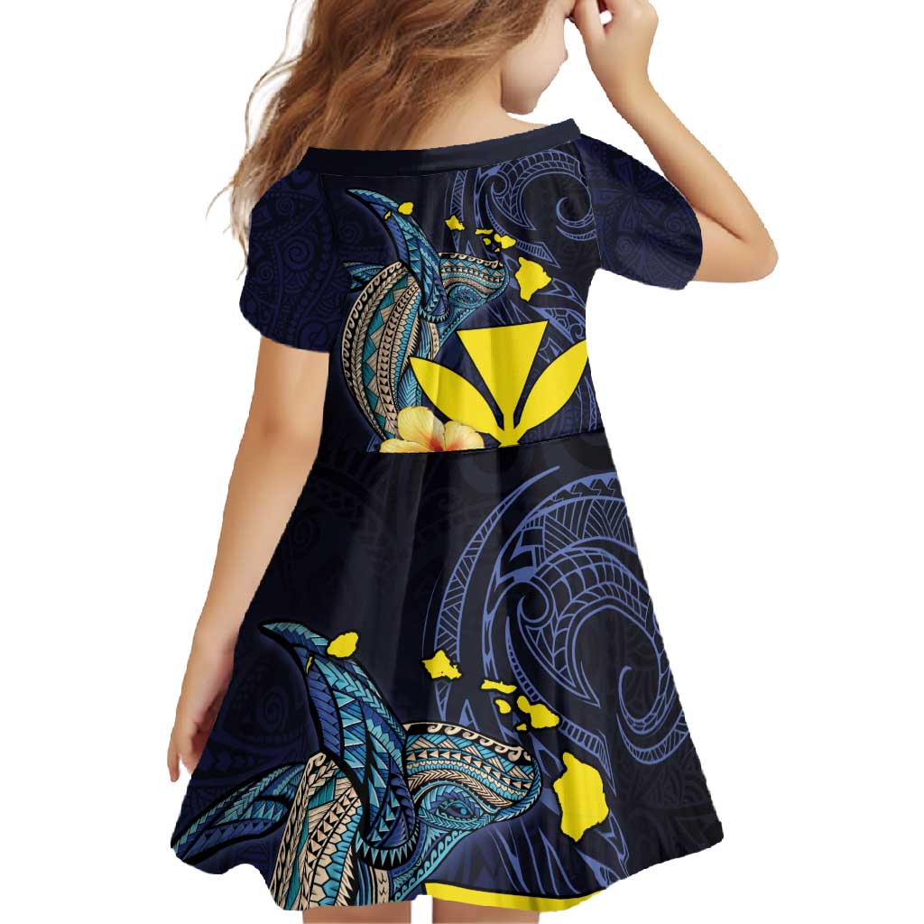 Hawaiian Whale and Kanaka Maoli Symbol Family Matching Tank Maxi Dress and Hawaiian Shirt Hibiscus with Hawaii Map and Polynesian Tattoo Deep Sea Color LT03 - Polynesian Pride