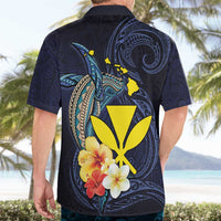Hawaiian Whale and Kanaka Maoli Symbol Hawaiian Shirt Hibiscus with Hawaii Map and Polynesian Tattoo Deep Sea Color LT03 - Polynesian Pride