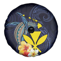 Hawaiian Whale and Kanaka Maoli Symbol Spare Tire Cover Hibiscus with Hawaii Map and Polynesian Tattoo Deep Sea Color LT03 - Polynesian Pride