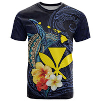 Hawaiian Whale and Kanaka Maoli Symbol T Shirt Hibiscus with Hawaii Map and Polynesian Tattoo Deep Sea Color LT03 Blue - Polynesian Pride