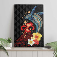 Hawaiian Whale and Volcanic Eruption Canvas Wall Art Hibiscus and Kakau Pattern LT03 - Polynesian Pride