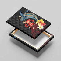 Hawaiian Whale and Volcanic Eruption Canvas Wall Art Hibiscus and Kakau Pattern LT03 - Polynesian Pride