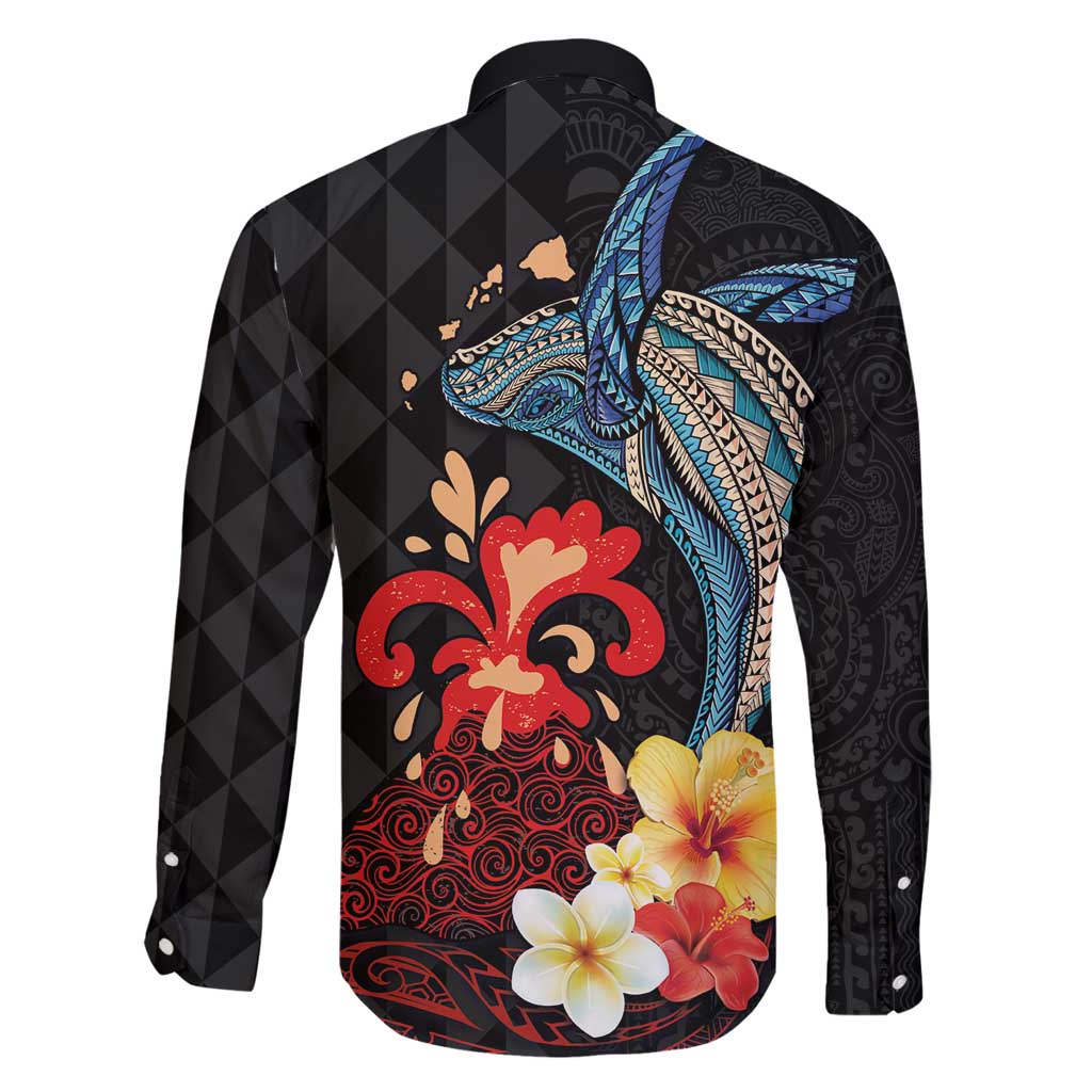 Hawaiian Whale and Volcanic Eruption Family Matching Mermaid Dress and Hawaiian Shirt Hibiscus and Kakau Pattern LT03 - Polynesian Pride