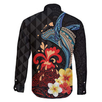 Hawaiian Whale and Volcanic Eruption Family Matching Puletasi and Hawaiian Shirt Hibiscus and Kakau Pattern LT03 - Polynesian Pride