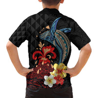 Hawaiian Whale and Volcanic Eruption Family Matching Tank Maxi Dress and Hawaiian Shirt Hibiscus and Kakau Pattern LT03 - Polynesian Pride