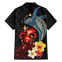 Hawaiian Whale and Volcanic Eruption Family Matching Tank Maxi Dress and Hawaiian Shirt Hibiscus and Kakau Pattern LT03 - Polynesian Pride