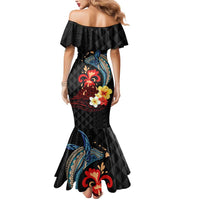 Hawaiian Whale and Volcanic Eruption Mermaid Dress Hibiscus and Kakau Pattern LT03 - Polynesian Pride