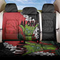 Hawaiian Halloween Back Car Seat Cover Horror Shaka Hand with Plumeria and Polynesian Tattoo Blood Color LT03 One Size Red - Polynesian Pride