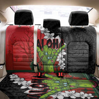 Hawaiian Halloween Back Car Seat Cover Horror Shaka Hand with Plumeria and Polynesian Tattoo Blood Color LT03 - Polynesian Pride