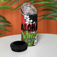 Hawaiian Halloween 4 in 1 Can Cooler Tumbler Horror Shaka Hand with Plumeria and Polynesian Tattoo Blood Color LT03 - Polynesian Pride